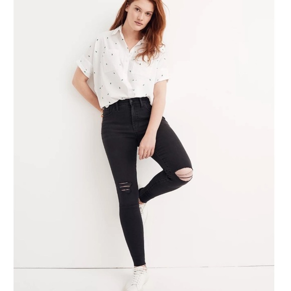 Madewell Petite 9" Mid-Rise Skinny Jeans in Black Sea, 37P - Picture 1 of 15